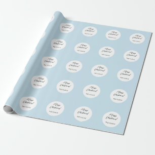 Kerst Baby Blauw Eenvoudig Modern Geometrisch Cadeaupapier
