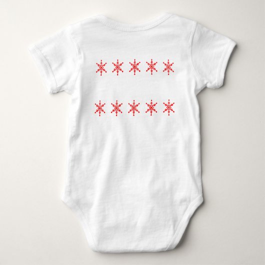 Kerst Baby Bodysuit met Red Snowflake Design. (Achterkant)