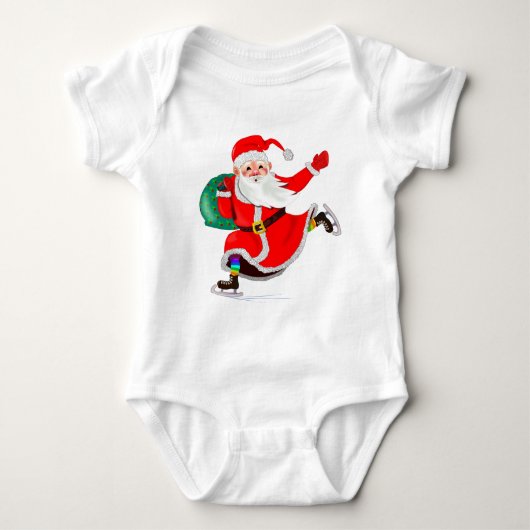 Kerst Baby Bodysuit Santa met Gift (Voorkant)