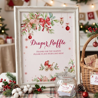 Kerst Baby Borrel Luier Raffle Poster