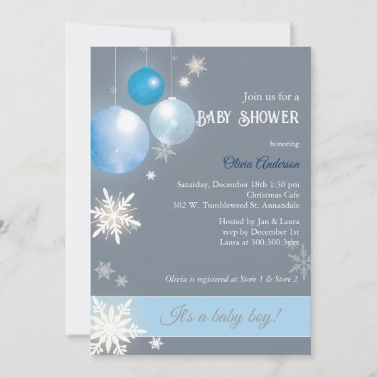 Kerst Baby Boy Baby shower Kaart (Voorkant)