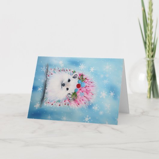 Kerst Baby Dieren Hedgehog Vakantie Kaart (Voorkant)