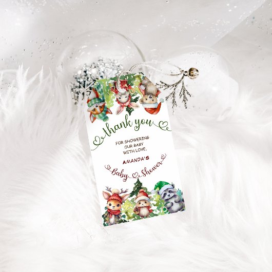 Kerst Baby Dieren Kerstmis Baby Shower  Cadeaulabel
