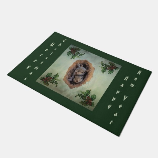 Kerst Baby eekhoorntjes Doormat Deurmat (Schuin)