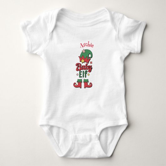 Kerst Baby Elf aangepaste Baby Bodysuit (Voorkant)