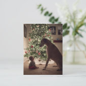 Kerst Baby en hond beste vriend Feestdagenkaart (Staand voorkant)