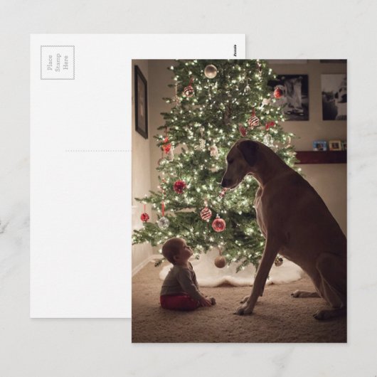 Kerst Baby en hond beste vriend Feestdagenkaart (Voorkant / Achterkant)