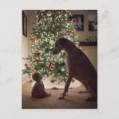 Kerst Baby en hond beste vriend Feestdagenkaart (Voorkant)