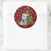 Kerst baby ezel en aangepaste tekst / naam ronde sticker (Tas)