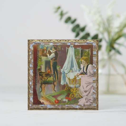 Kerst baby foto van Santa's eerste bezoek Kaart (Staand voorkant)