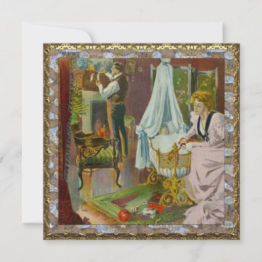 Kerst baby foto van Santa's eerste bezoek Kaart (Voorkant)