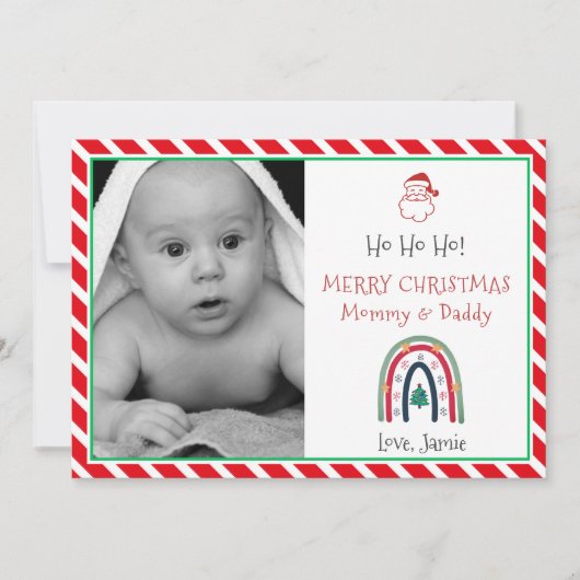 Kerst Baby foto voor mama papa vakantie Kaart (Voorkant)