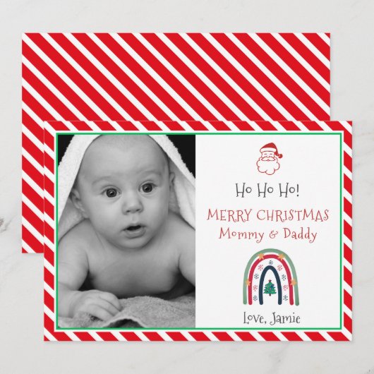 Kerst Baby foto voor mama papa vakantie Kaart (Voorkant / Achterkant)