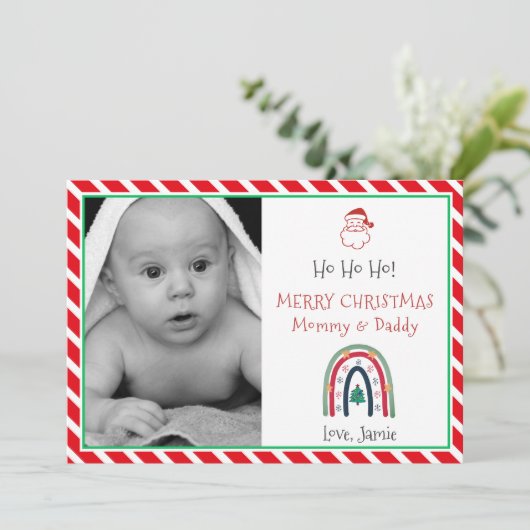 Kerst Baby foto voor mama papa vakantie Kaart (Staand voorkant)