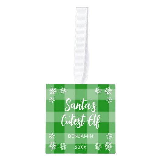 Kerst Baby Foto's Green Plaid Santa's Schattigee E Decoratie (Voorkant)