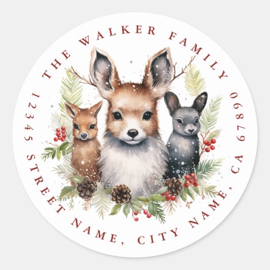 Kerst Baby Herten Ronde Stickers (Voorkant)