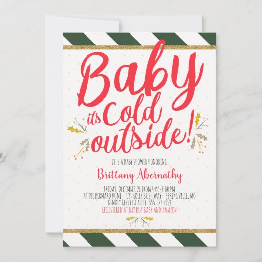 Kerst Baby Het is koud buiten Baby shower Kaart (Voorkant)
