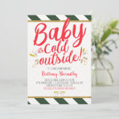 Kerst Baby Het is koud buiten Baby shower Kaart (Staand voorkant)