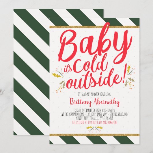 Kerst Baby Het is koud buiten Baby shower Kaart (Voorkant / Achterkant)