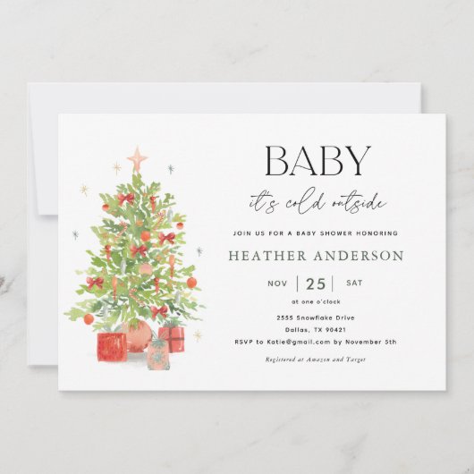 Kerst Baby Het is koud buiten Baby Shower Kaart (Voorkant)