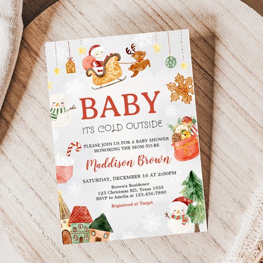 Kerst Baby Het is koud buiten Baby shower Kaart