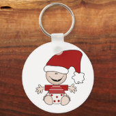 Kerst Baby in Stocking Pet Tshirts en Geschenken Sleutelhanger (Voorkant)