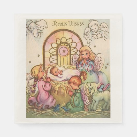 Kerst Baby Jesus in Manger Angels Servet (Voorkant)