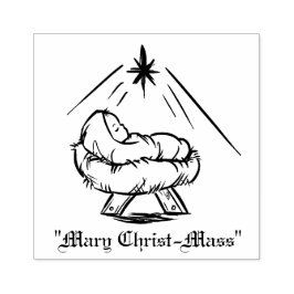 Kerst Baby Jesus in Manger "Mary Christ-Mass" Rubberstempel