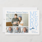 Kerst baby jongen geboorteaankondiging feestdagenkaart (Voorkant)