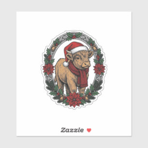 Kerst Baby Kalf Vintage Gravure Vakantie T-shirt Sticker