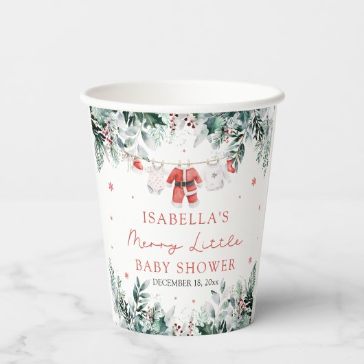 Kerst Baby Kleding Vrolijk Klein Baby shower Papieren Bekers (Achterkant)