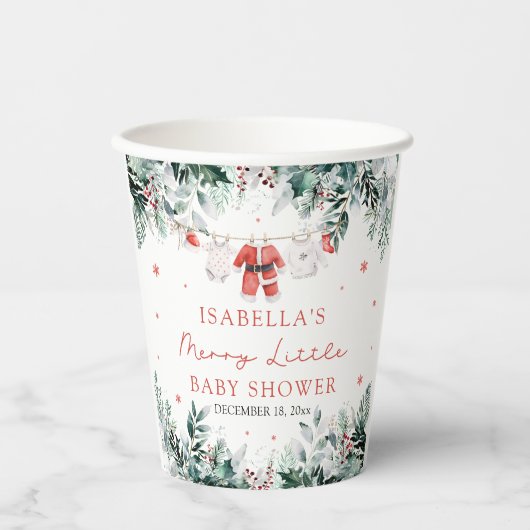 Kerst Baby Kleding Vrolijk Klein Baby shower Papieren Bekers (Voorkant)