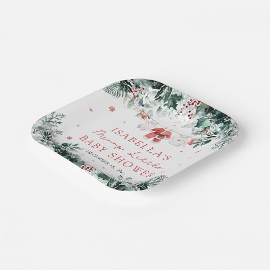 Kerst Baby Kleding Vrolijk Klein Baby shower Papieren Bordje (Gebogen)