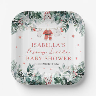 Kerst Baby Kleding Vrolijk Klein Baby shower Papieren Bordje