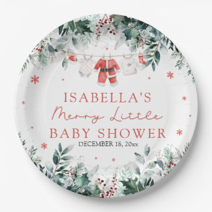 Kerst Baby Kleding Vrolijk Klein Baby shower Papieren Bordje