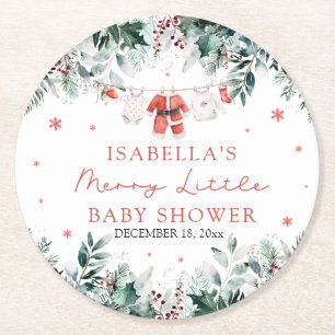 Kerst Baby Kleding Vrolijk Klein Baby shower Ronde Kartonnen Onderzetter