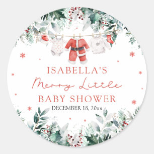 Kerst Baby Kleding Vrolijk Klein Baby shower Ronde Sticker