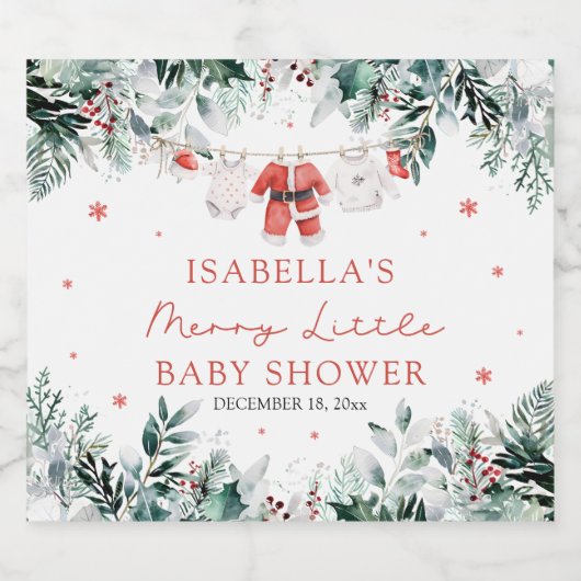 Kerst Baby Kleding Vrolijk Klein Baby shower Sparkling Wijnetiket (Enkel label)