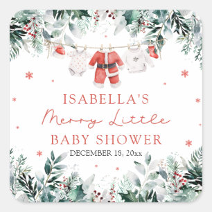 Kerst Baby Kleding Vrolijk Klein Baby shower Vierkante Sticker