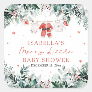 Kerst Baby Kleding Vrolijk Klein Baby shower Vierkante Sticker