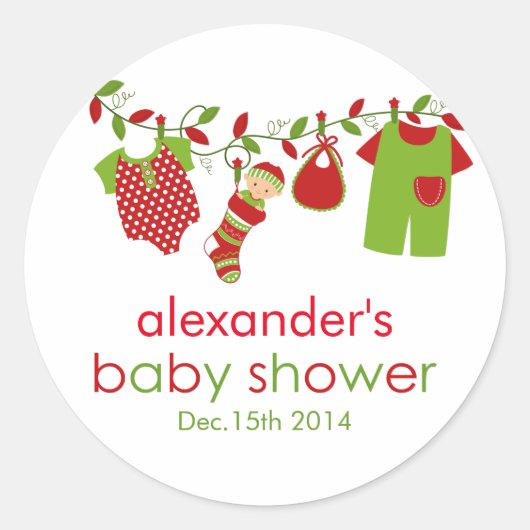 Kerst Baby Laundry Boy Baby shower Sticker (Voorkant)