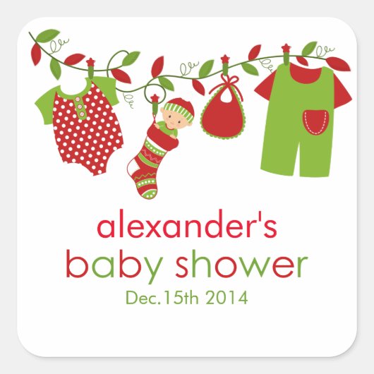 Kerst Baby Laundry Boy Baby shower Sticker (Voorkant)
