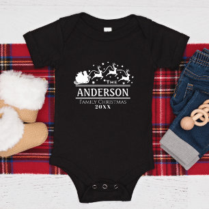 Kerst Baby Matching gepersonaliseerde familienaam Romper
