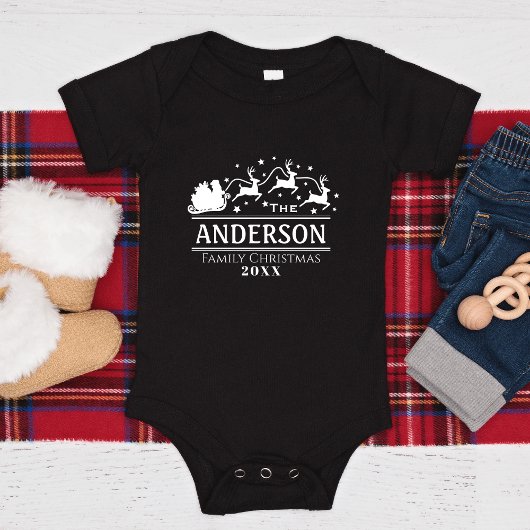 Kerst Baby Matching gepersonaliseerde familienaam Romper