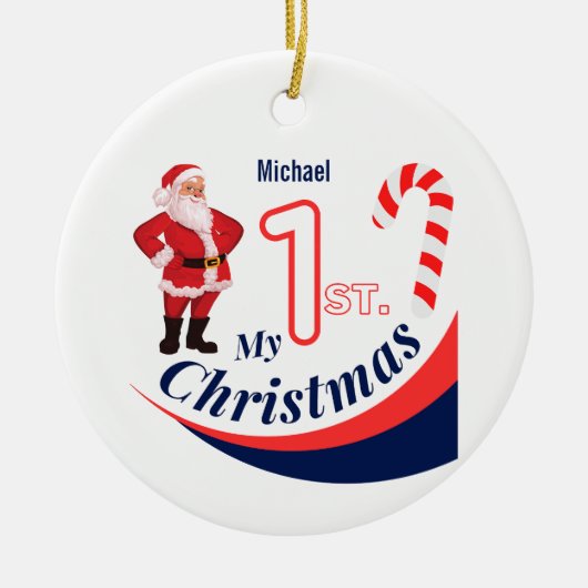 Kerst Baby "Mijn 1e Kerstmis" Keramisch Ornament (Voorkant)