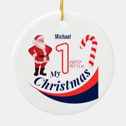 Kerst Baby "Mijn 1e Kerstmis" Keramisch Ornament (Achterkant)