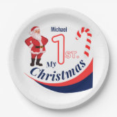 Kerst Baby "Mijn 1e Kerstmis" Papieren Bordje (Voorkant)