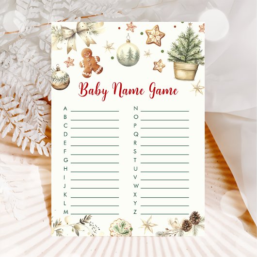 Kerst Baby Naam Baby Shower Spelkaart Kaart