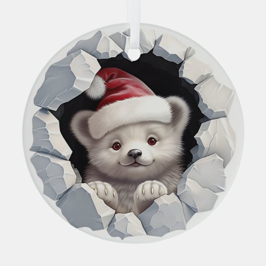Kerst Baby Polar Beer Glas Ornament (Achterkant)