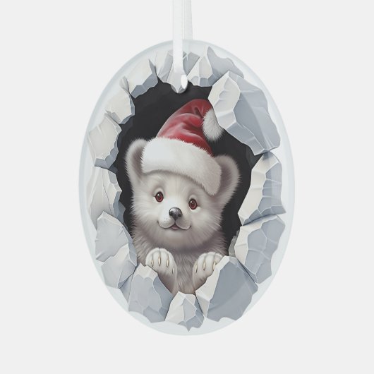 Kerst Baby Polar Beer Glas Ornament (Voorkant links)